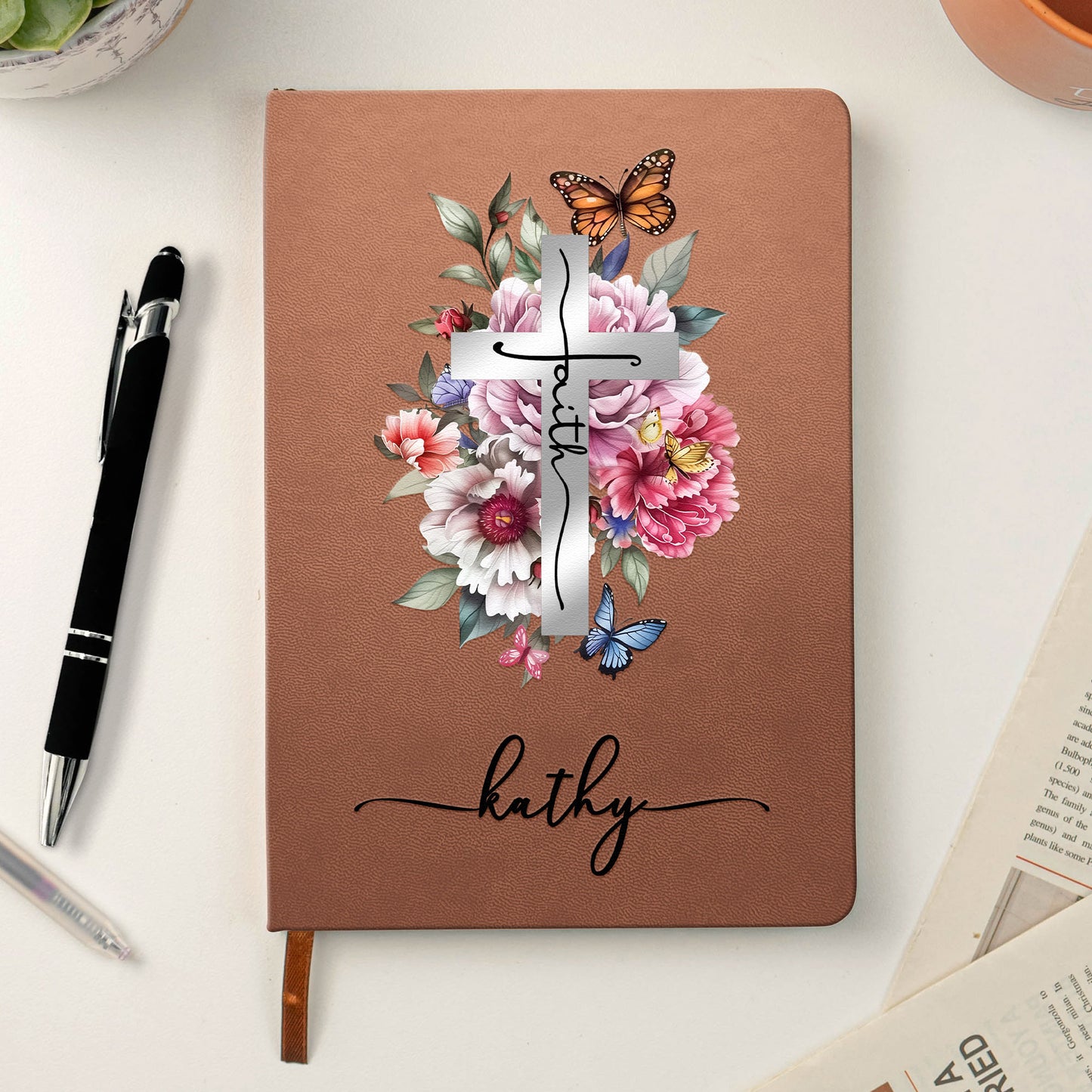 Christian Gift Faith Journal - Personalized Leather Journal