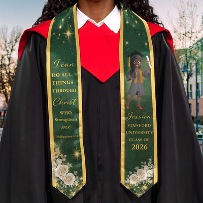 Christian Graduation With Inspiring Scripture - Personalized Graduation Stole