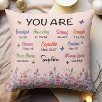 Christian Wild Flower Gift For Her, Wife, Daughter, Sister - Personalized Pillow (Insert Included)