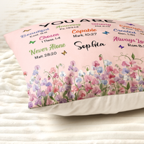 Christian Wild Flower Gift For Her, Wife, Daughter, Sister - Personalized Pillow (Insert Included)