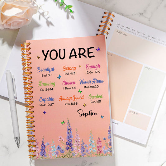 Christian Wild Flower Gift For Her, Wife, Daughter, Sister - Personalized Prayer Journal