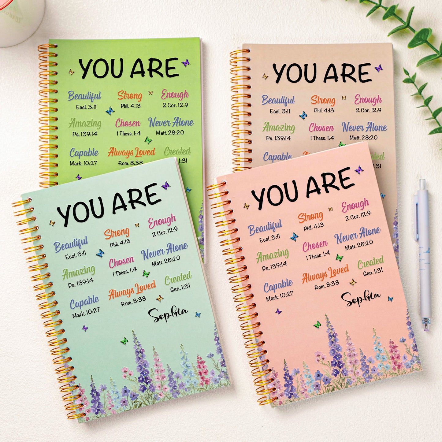 Christian Wild Flower Gift For Her, Wife, Daughter, Sister - Personalized Prayer Journal