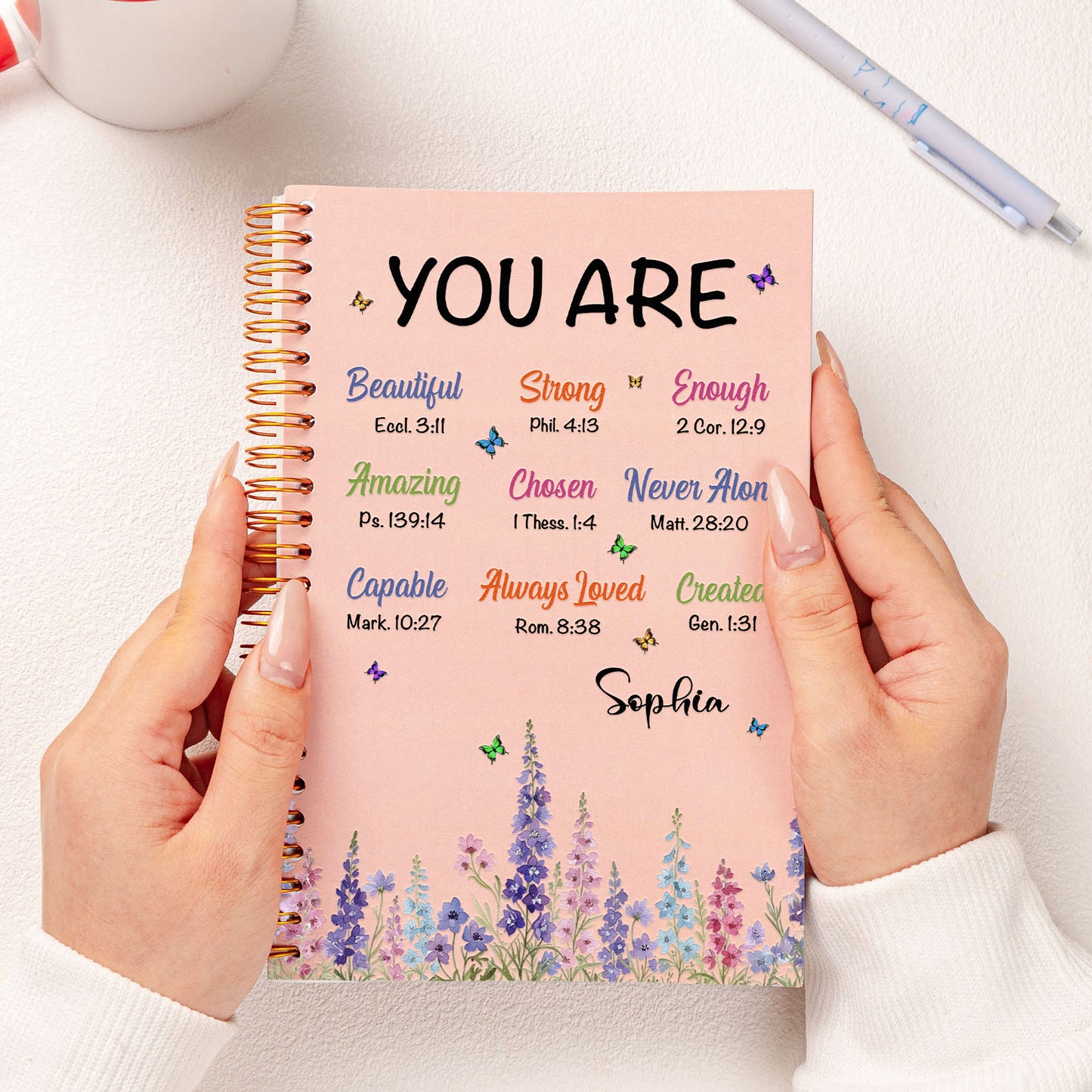 Christian Wild Flower Gift For Her, Wife, Daughter, Sister - Personalized Prayer Journal