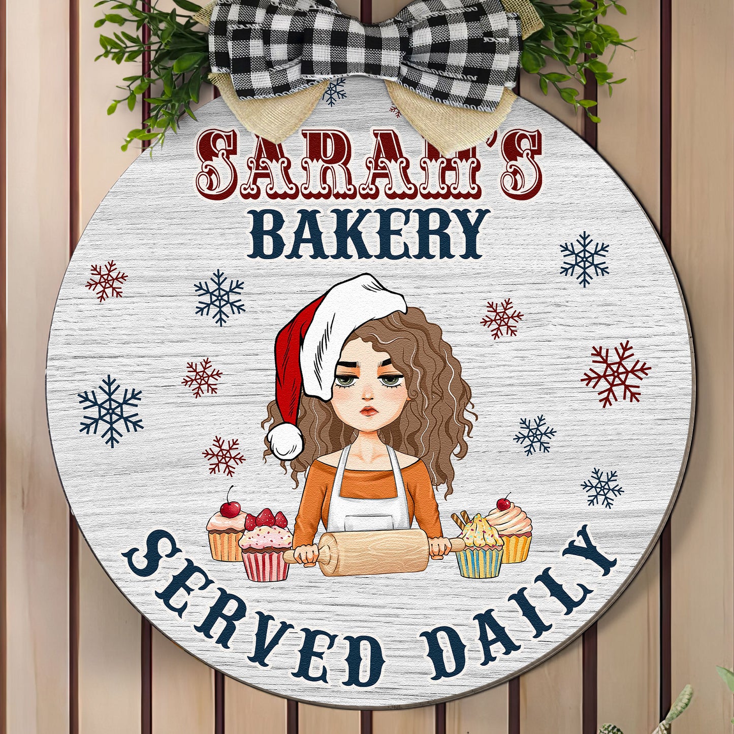 Christmas Bakery Served Daily - Personalized Wood Wreath