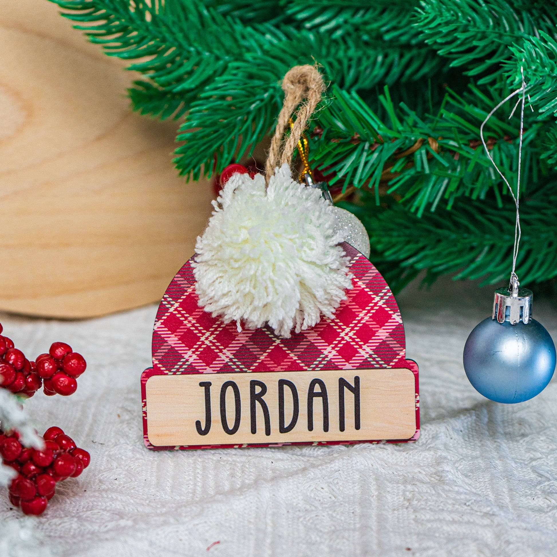 Personalized Christmas ornaments, Wooden christmas name tags