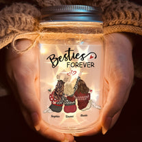 Christmas Besties Because Of You I Laugh Little Harder - Personalized Mason Jar Light