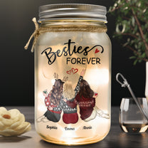 Christmas Besties Because Of You I Laugh Little Harder - Personalized Mason Jar Light