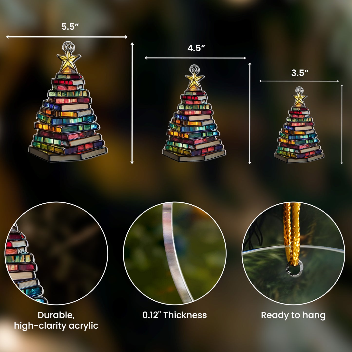 Christmas Book Tree - Acrylic Ornament