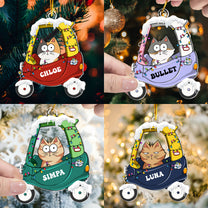 Christmas Cat In Car - Personalized Acrylic Ornament