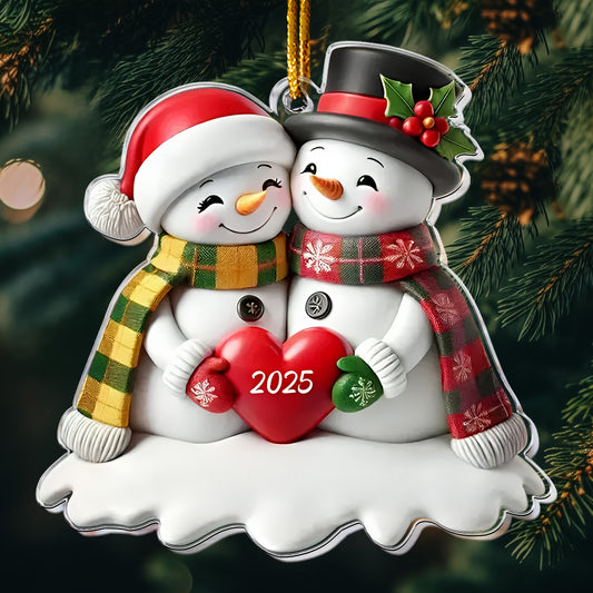 Christmas Couple Snowman2D Flat - Acrylic Ornament