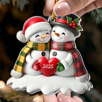 Christmas Couple Snowman2D Flat - Acrylic Ornament