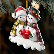 Christmas Couple Snowman2D Flat - Acrylic Ornament
