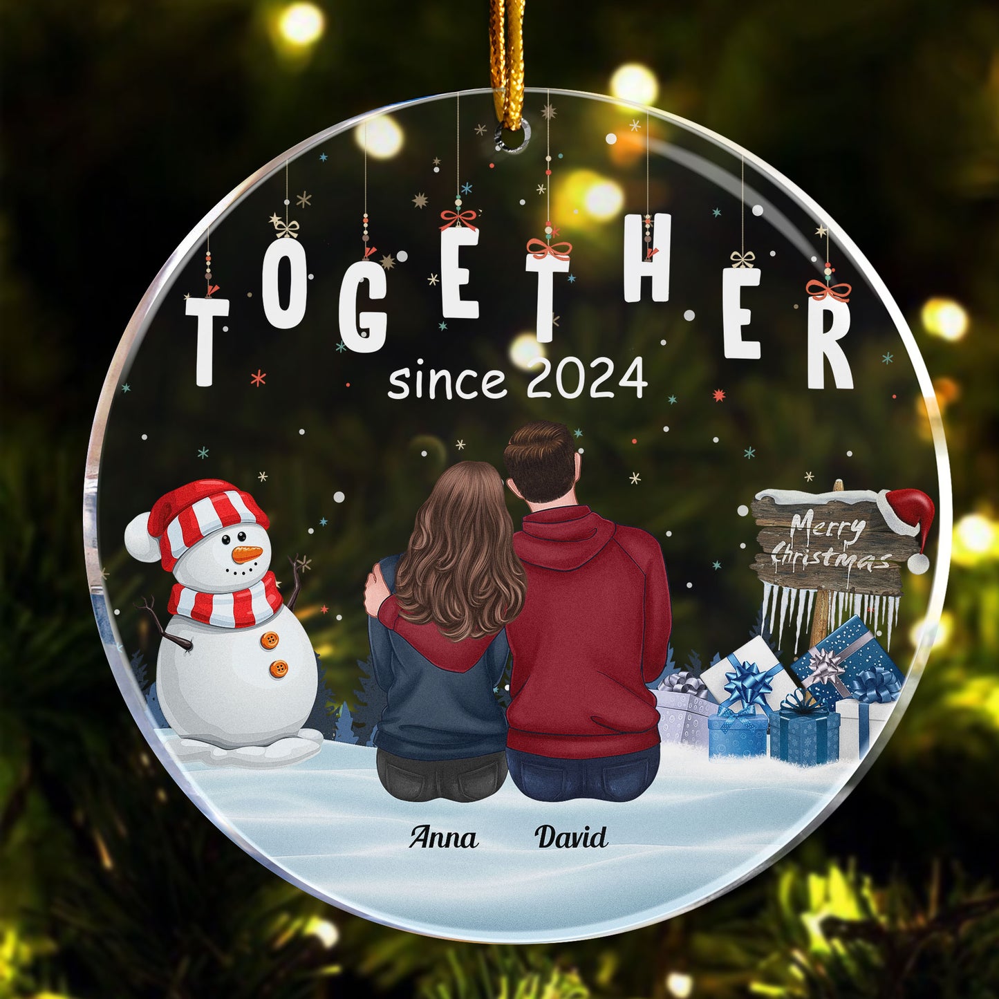 Christmas Love Together Couple - Personalized Acrylic Ornament