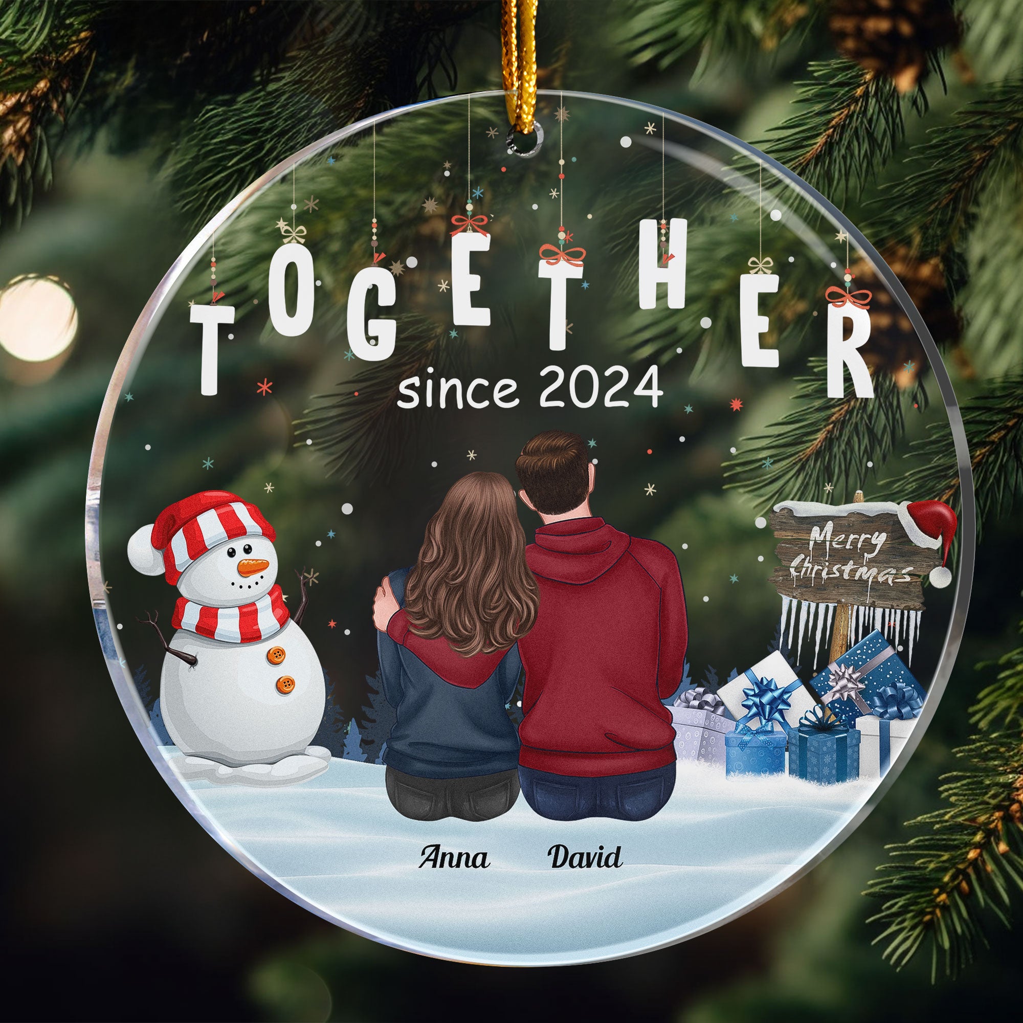 Christmas Love Together Couple - Personalized Acrylic Ornament