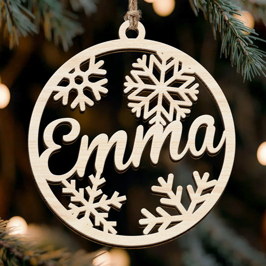 Christmas Custom Family & Pets Names - Personalized Custom Shaped Wooden Ornament