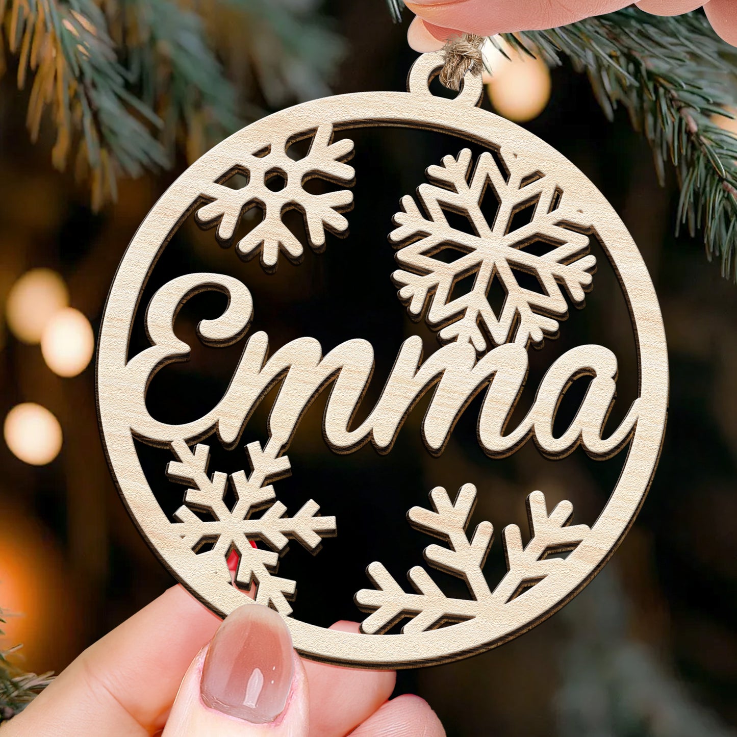Christmas Custom Family & Pets Names - Personalized Custom Shaped Wooden Ornament