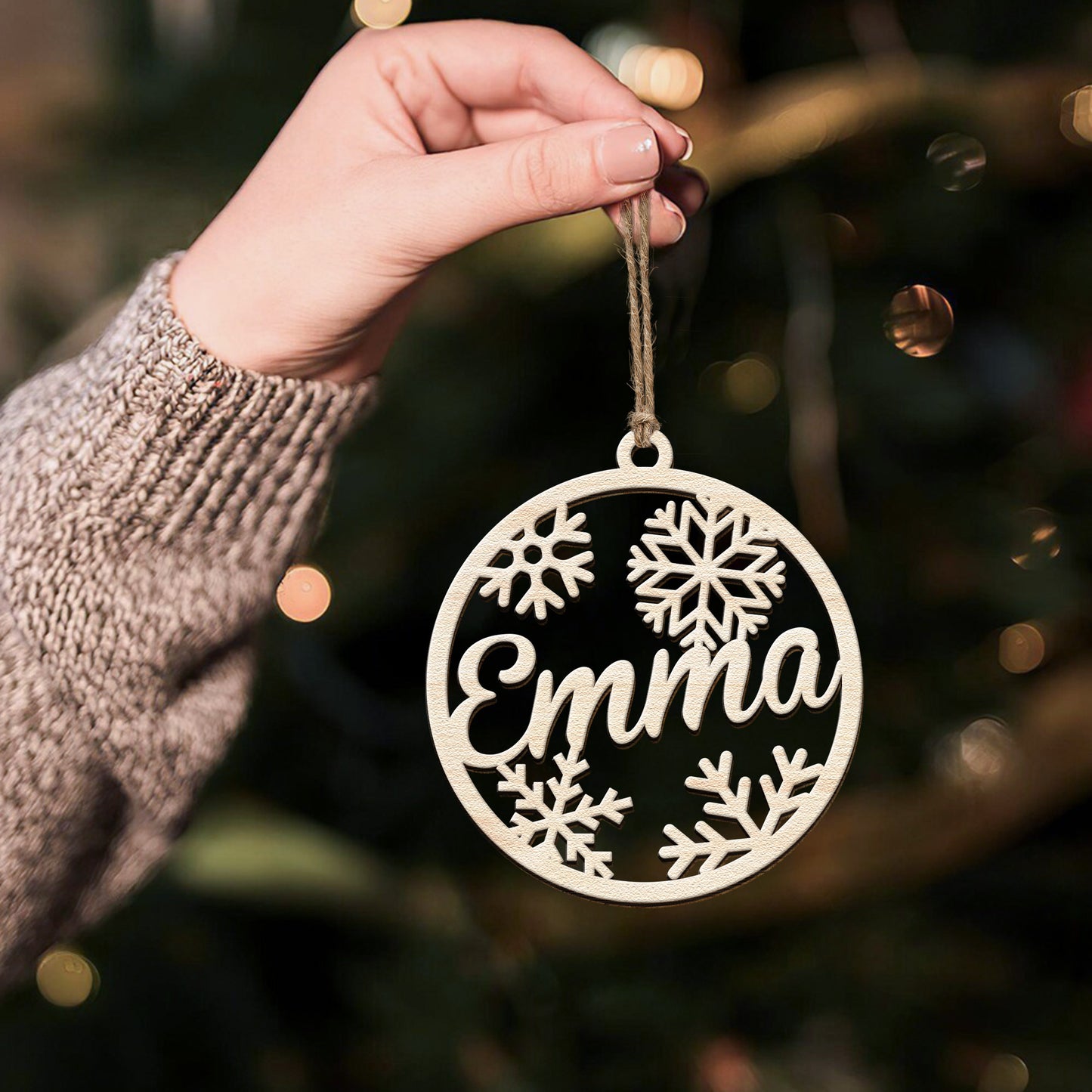 Christmas Custom Family & Pets Names - Personalized Custom Shaped Wooden Ornament