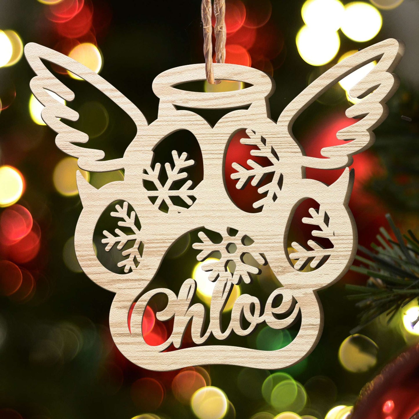 Christmas Custom Family & Pets Names - Personalized Custom Shaped Wooden Ornament