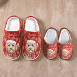 Christmas Custom Pet Portrait Watercolor Art Cozy Holiday Gift - Personalized Slippers