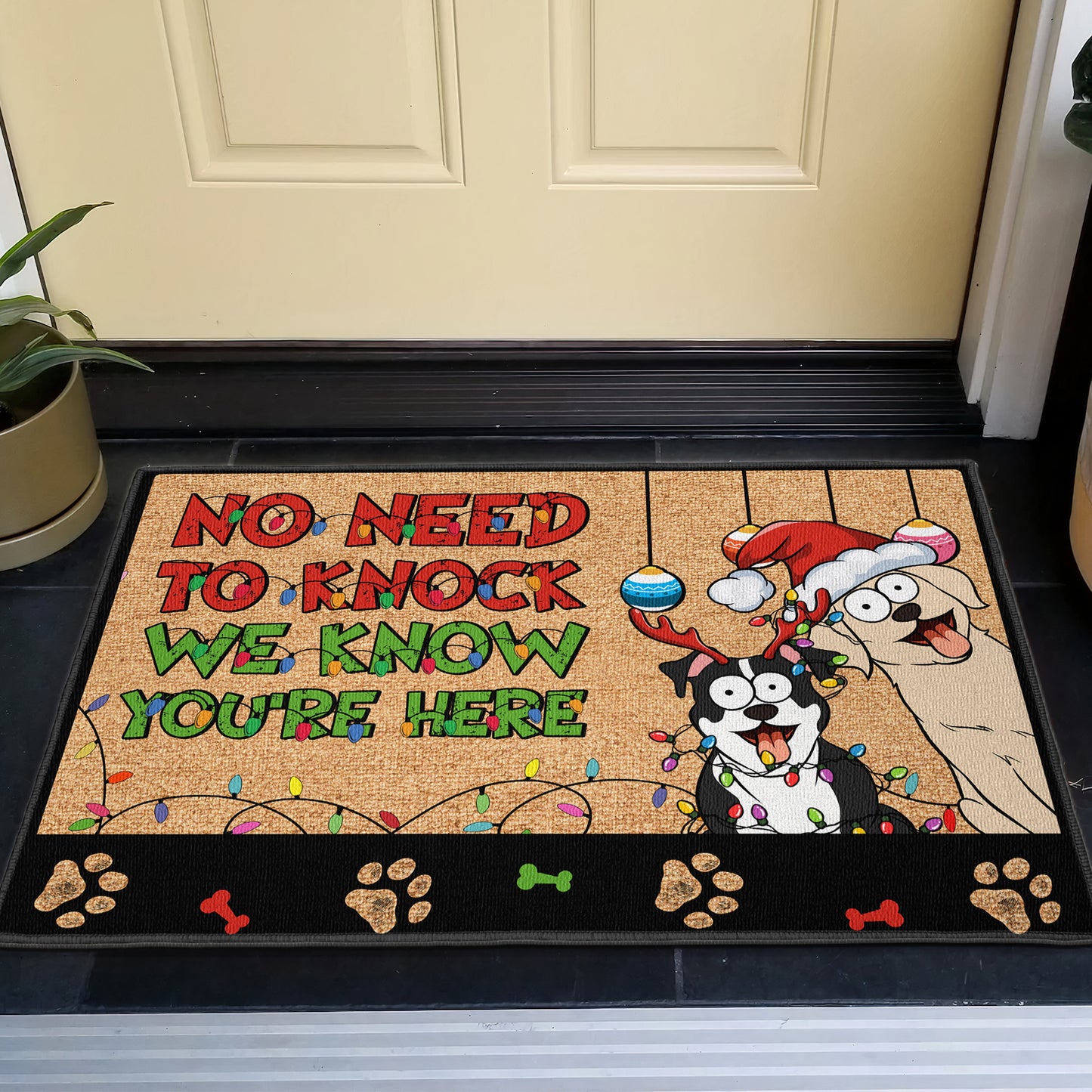 Christmas Decor No Need To Knock Funny Pet - Personalized Doormat