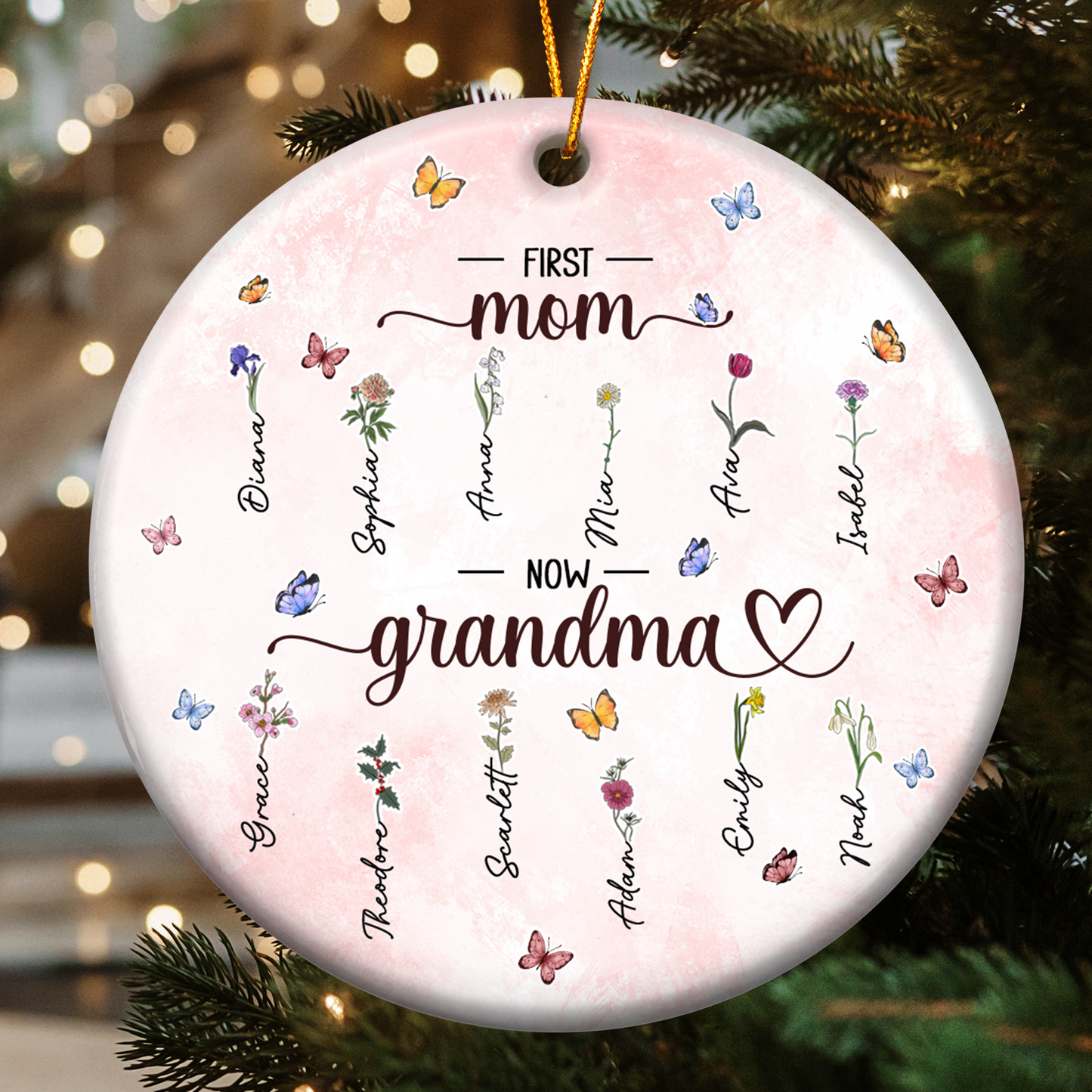 Christmas Decorations First Mom Now Grandma - Personalized Ceramic Ornament