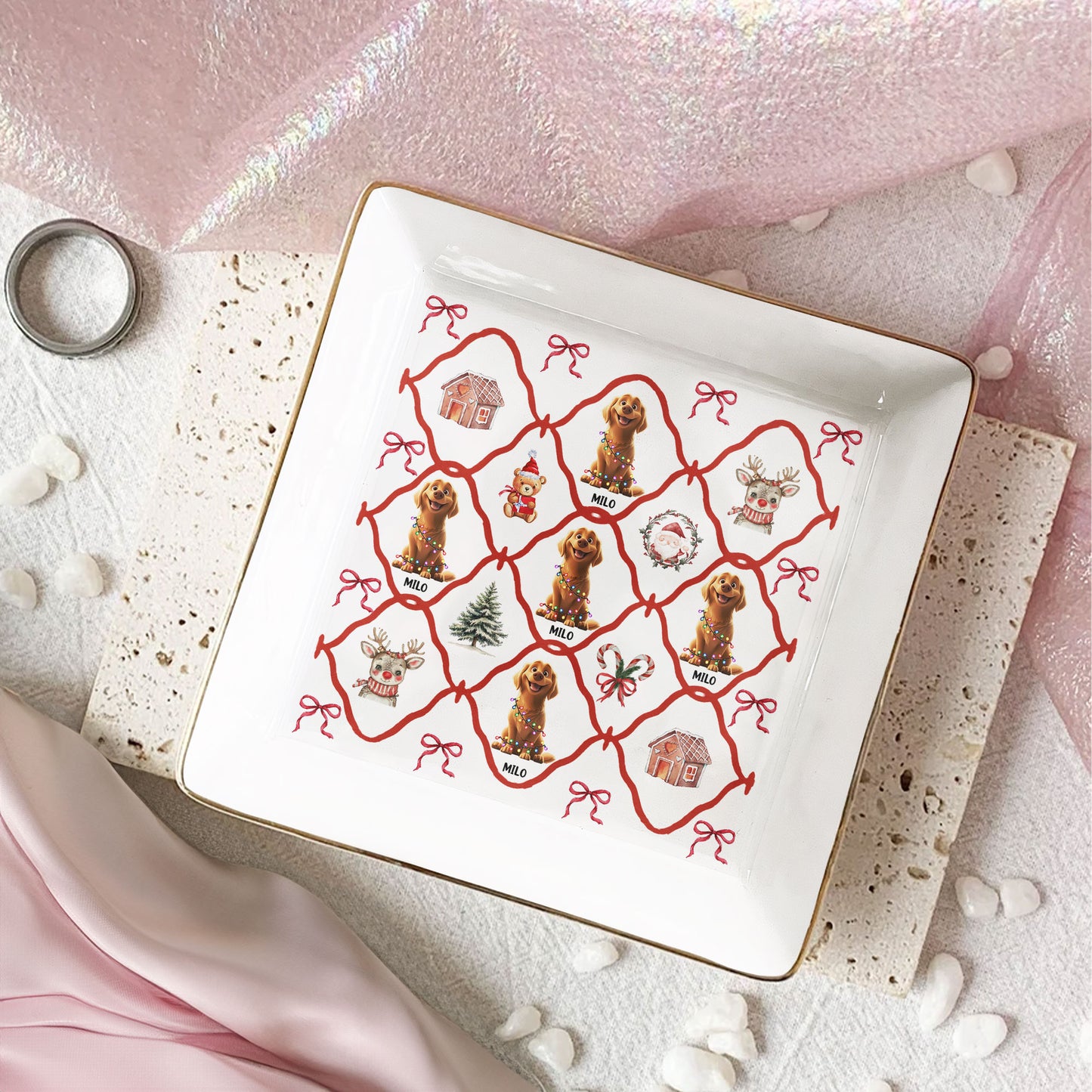 Christmas Dogs Festive 3D Pets - Personalized Jewelry Dish