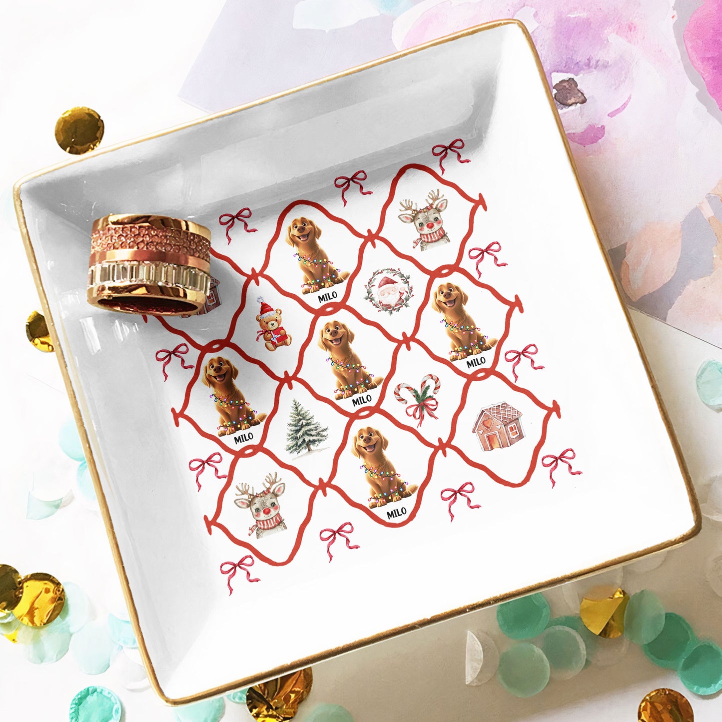 Christmas Dogs Festive 3D Pets - Personalized Jewelry Dish