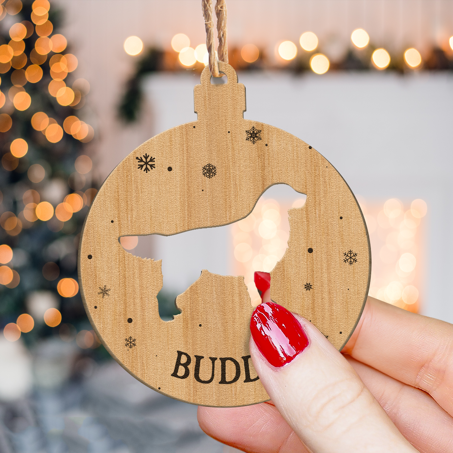 Christmas Dogs - Personalized Wooden Ornament