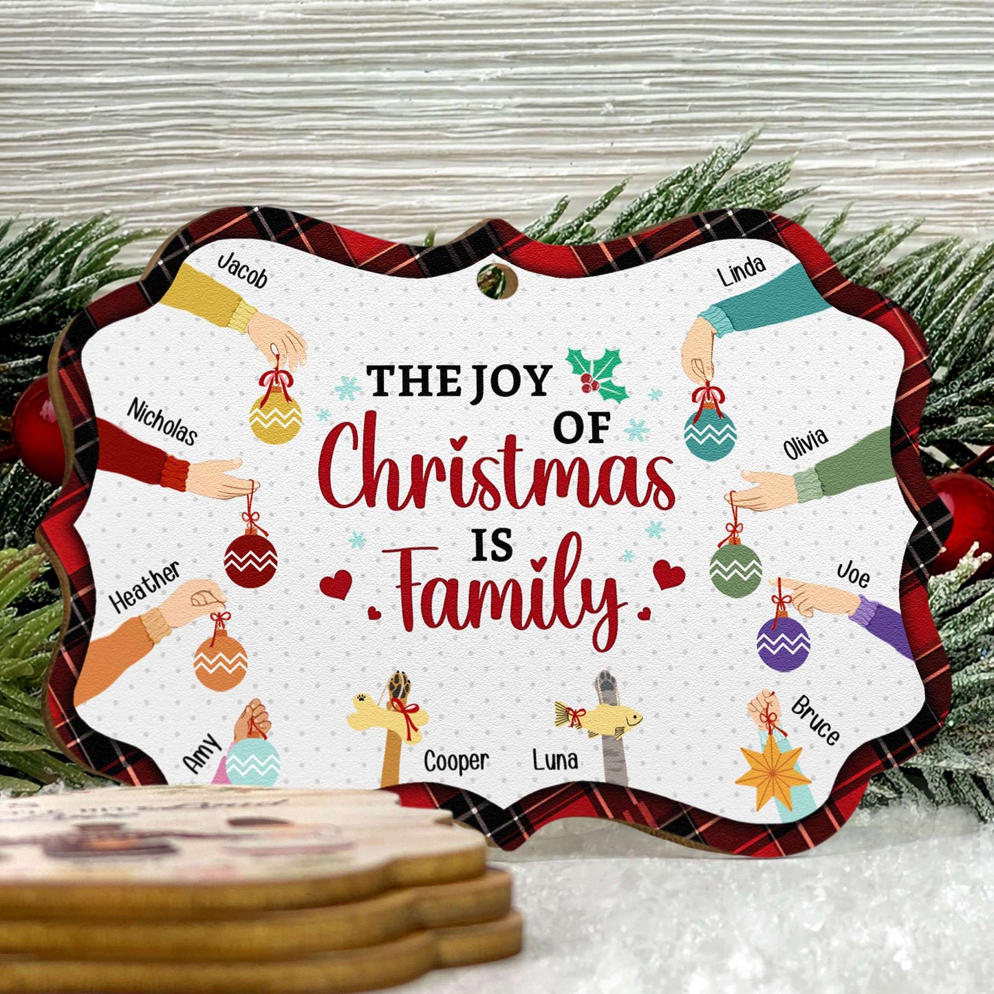 Christmas Family Hands - Personalized Wooden Ornament