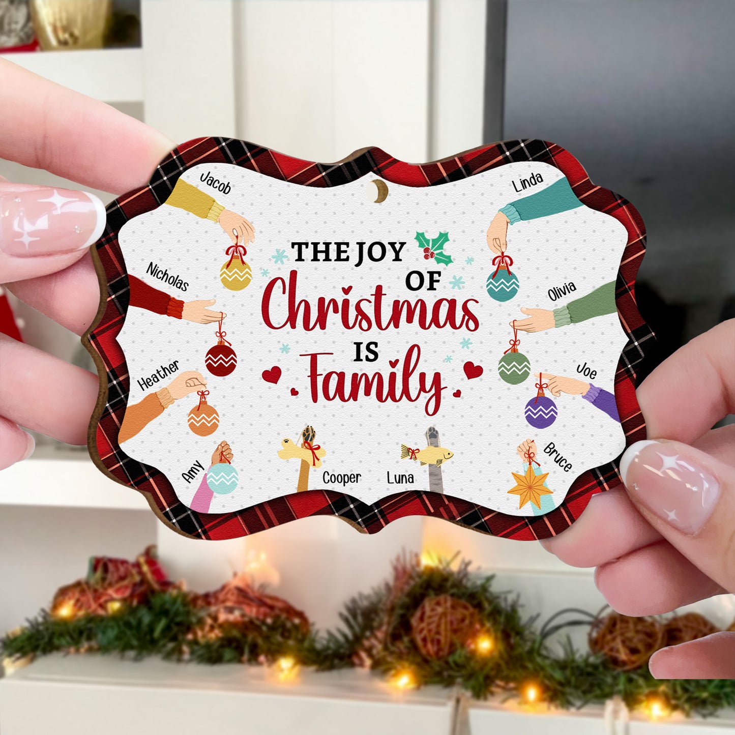 Christmas Family Hands - Personalized Wooden Ornament