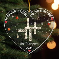 Christmas Family Heart Scrabble Custom Name - Personalized Acrylic Ornament