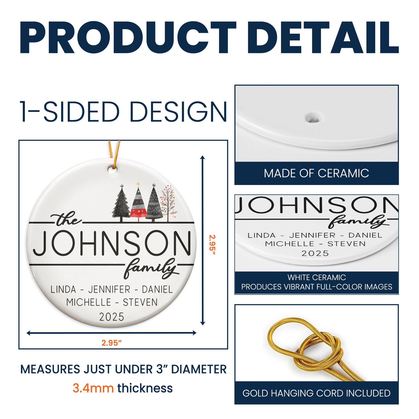 Christmas Family - Personalized Ceramic Ornament