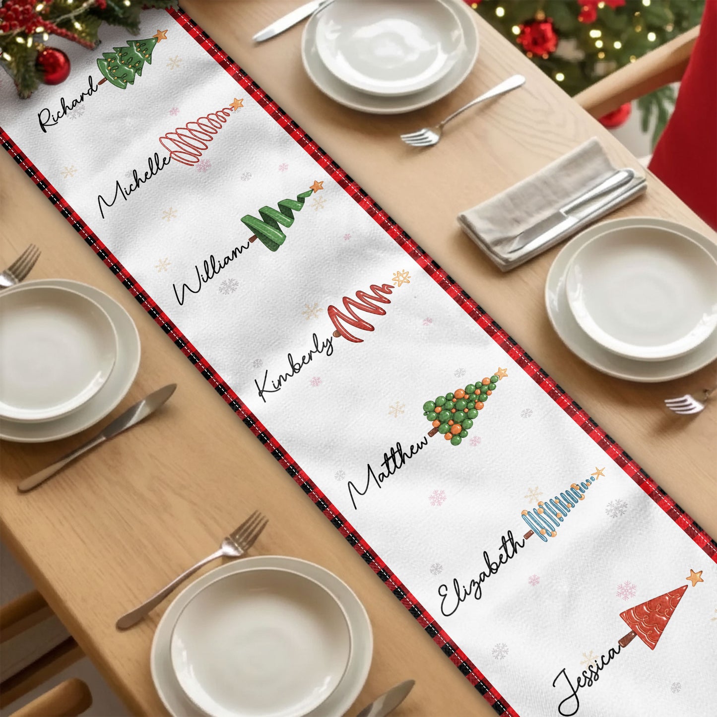 Christmas Family Tree - Personalized Table Runner