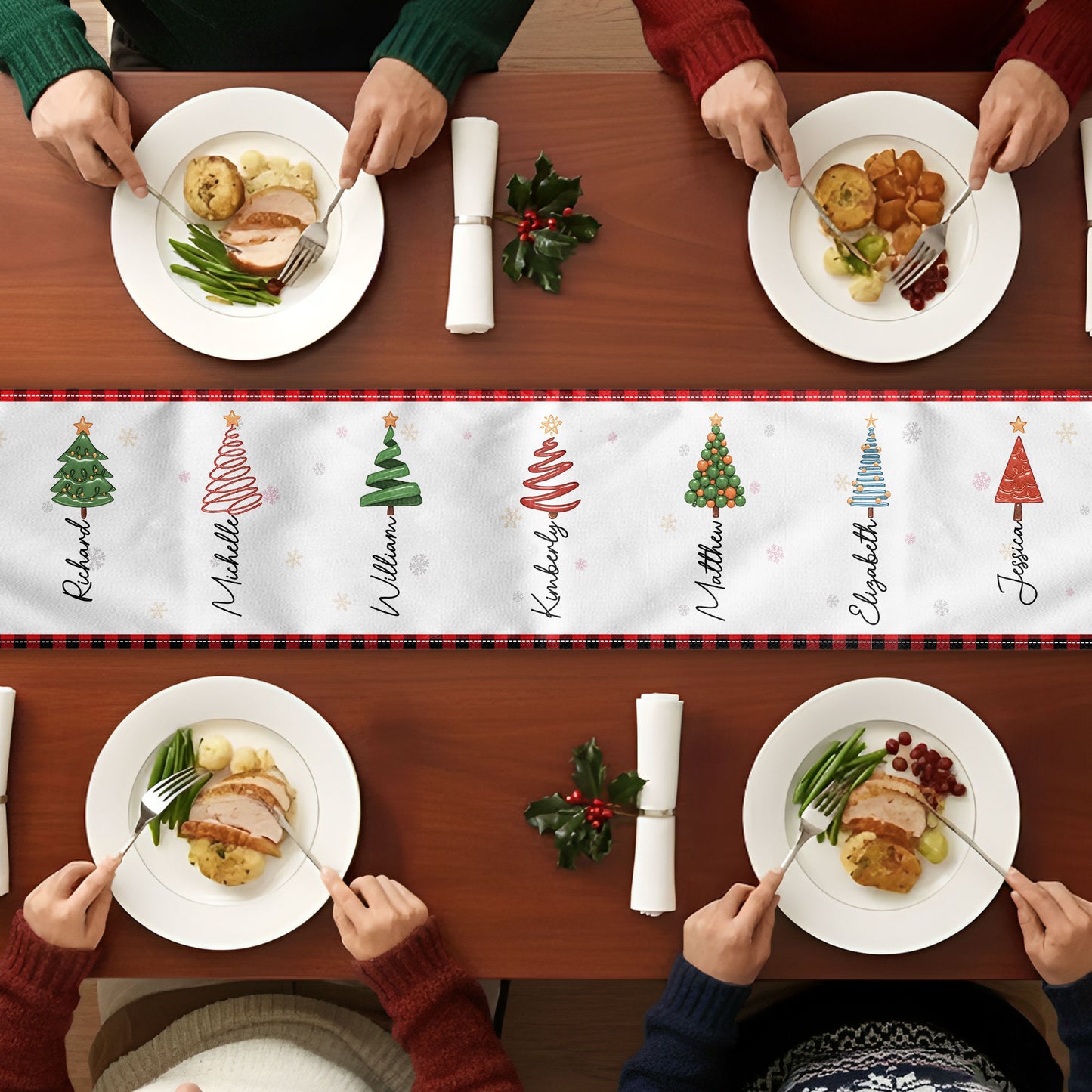 Christmas Family Tree - Personalized Table Runner