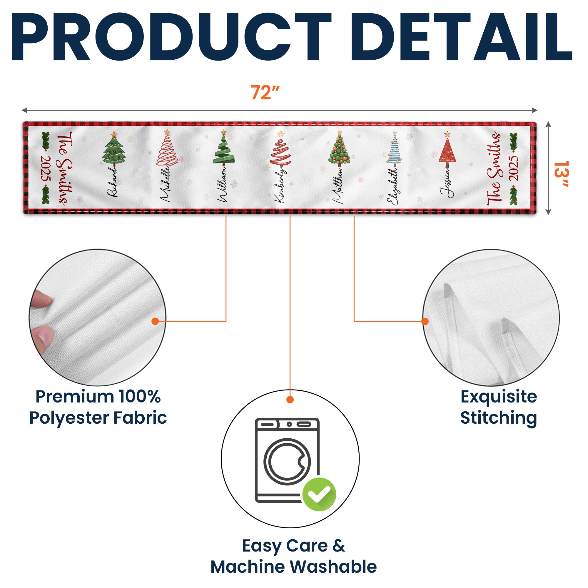 Christmas Family Tree - Personalized Table Runner