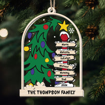 Christmas Family Tree - Personalized Wood And Acrylic Ornament