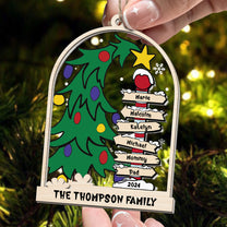 Christmas Family Tree - Personalized Wood And Acrylic Ornament