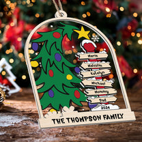 Christmas Family Tree - Personalized Wood And Acrylic Ornament