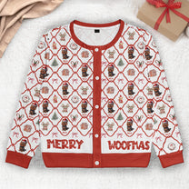 Christmas Festive Dogs Merry Woofmas Gift For Her - Personalized Crewneck Cardigan