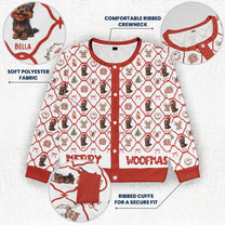Christmas Festive Dogs Merry Woofmas Gift For Her - Personalized Crewneck Cardigan