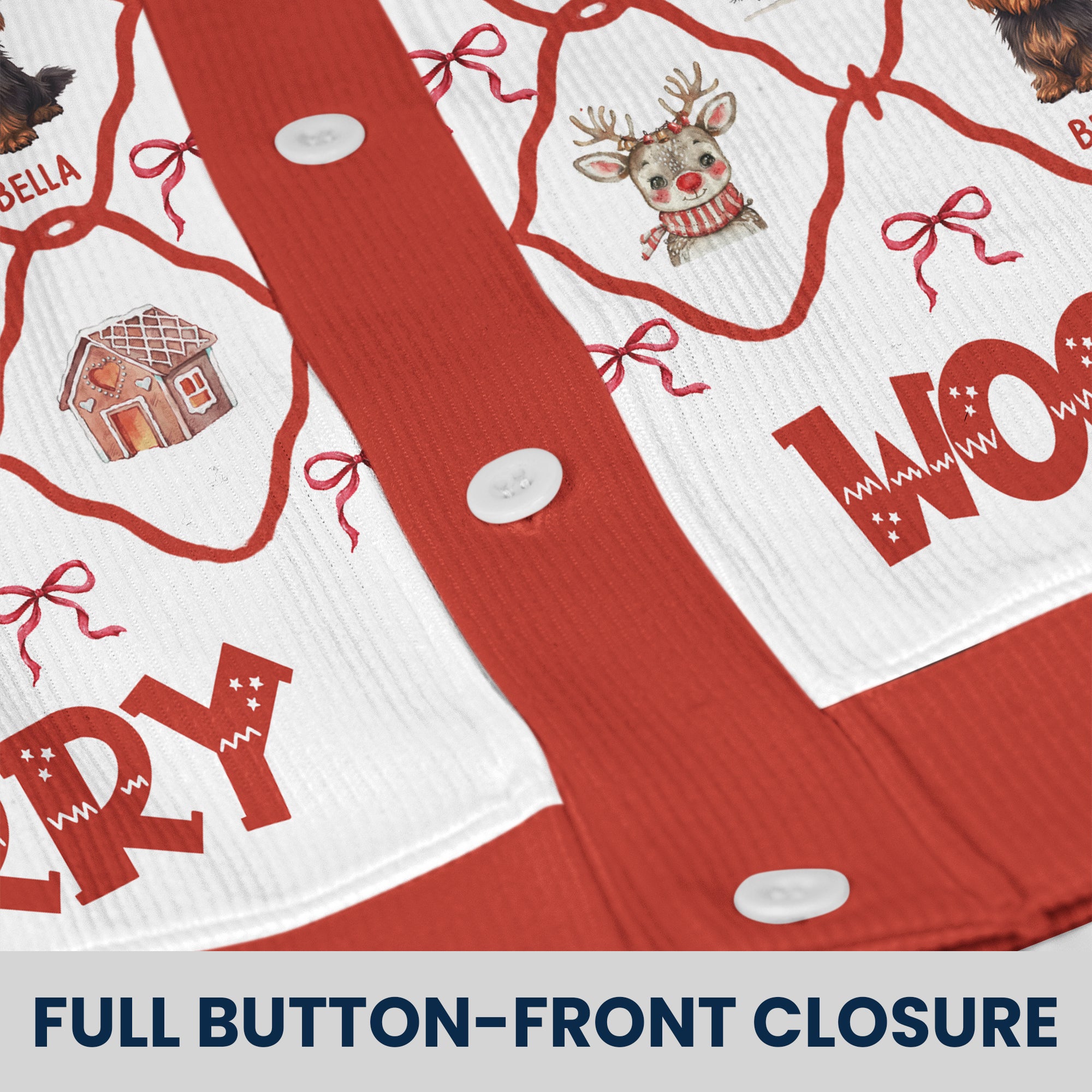 Christmas Festive Dogs Merry Woofmas Gift For Her - Personalized Crewneck Cardigan