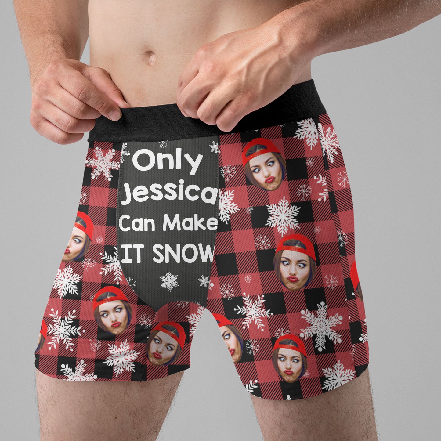 Christmas Funny Husband Boyfriend Make It Snow - Personalized Photo Men's Boxer Briefs