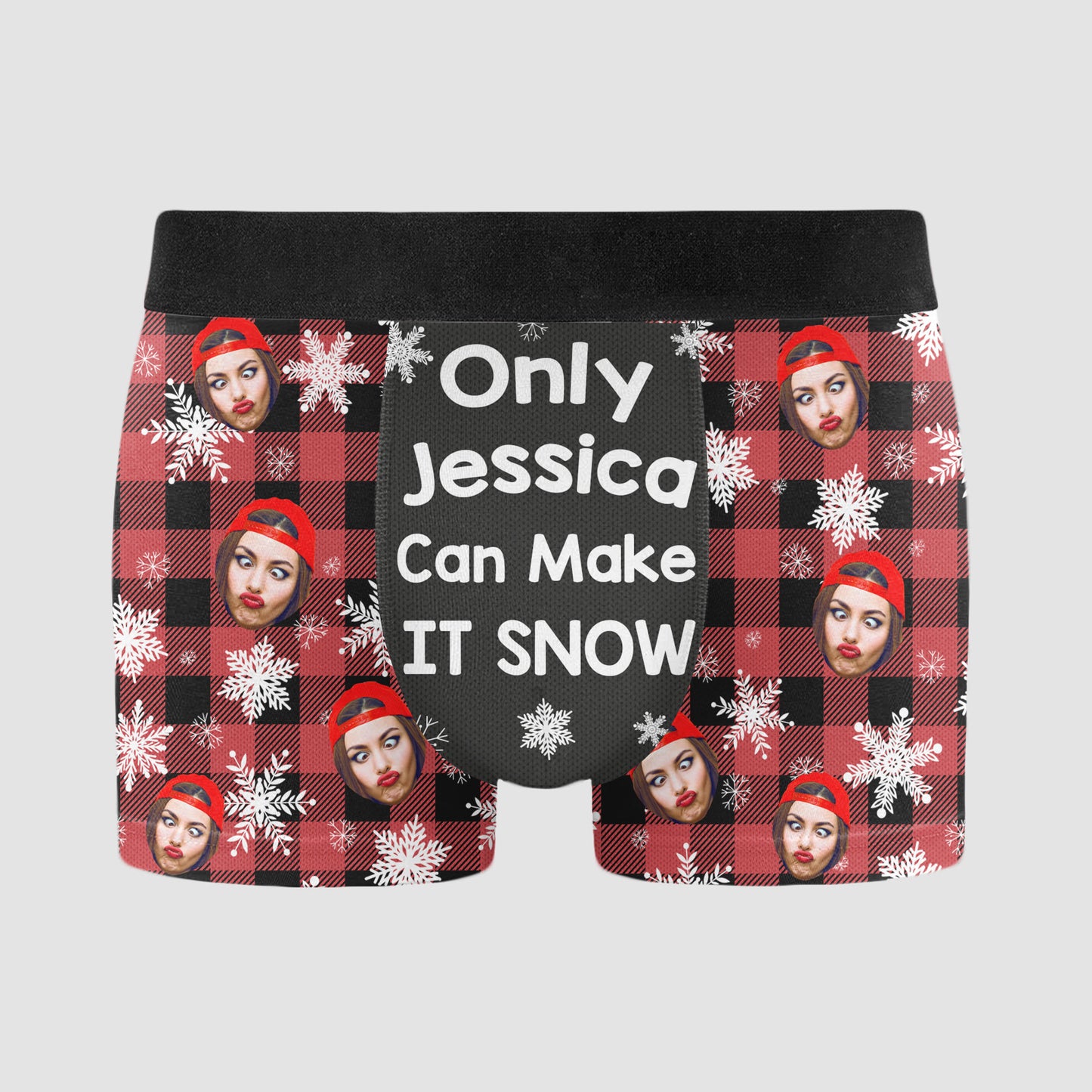 Christmas Funny Husband Boyfriend Make It Snow - Personalized Photo Men's Boxer Briefs