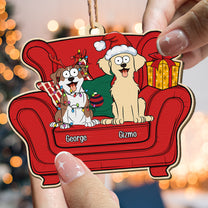 Christmas Funny Pet Sitting In Armchair - Personalized Wooden Ornament