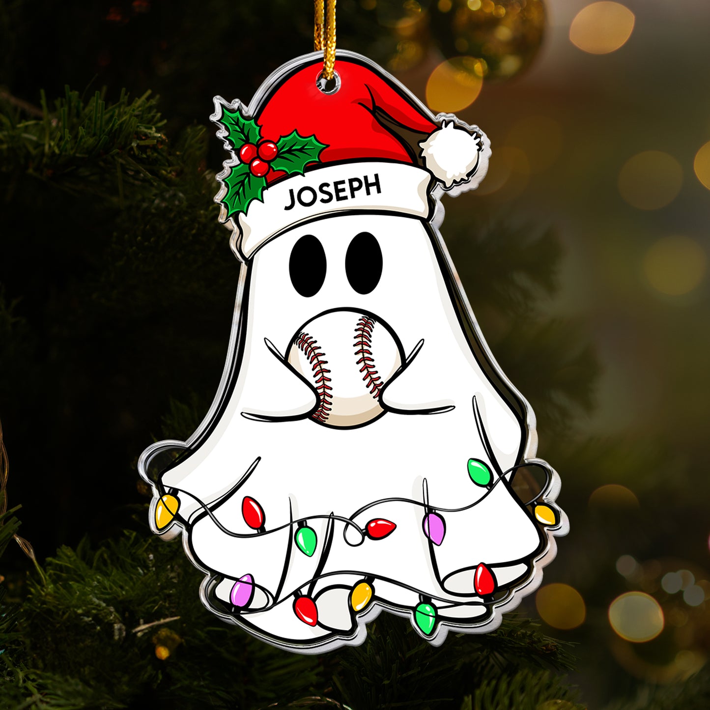 Christmas Ghost Baseball Version - Personalized Acrylic Ornament