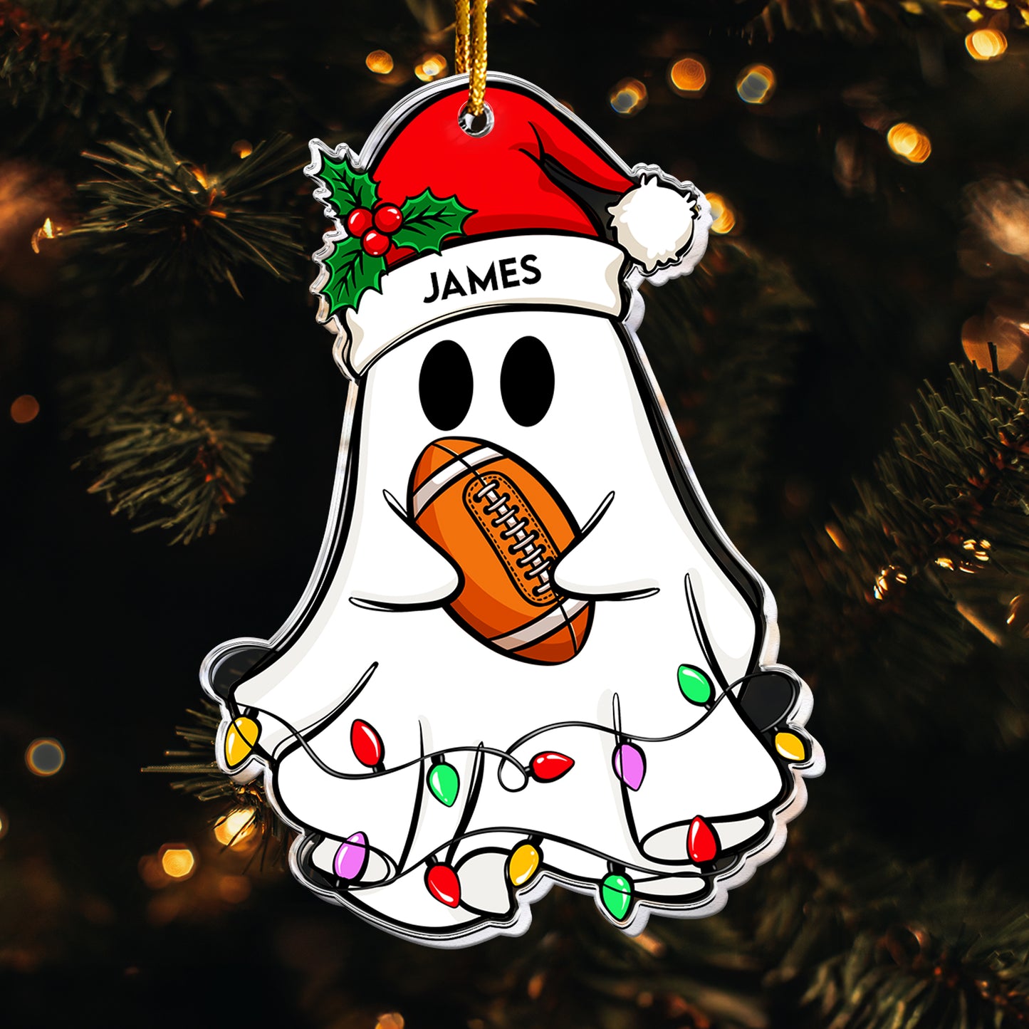 Christmas Ghost Football Version - Personalized Acrylic Ornament