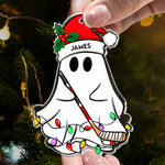 Christmas Ghost Hockey Version - Personalized Acrylic Ornament, Halloween Ornament