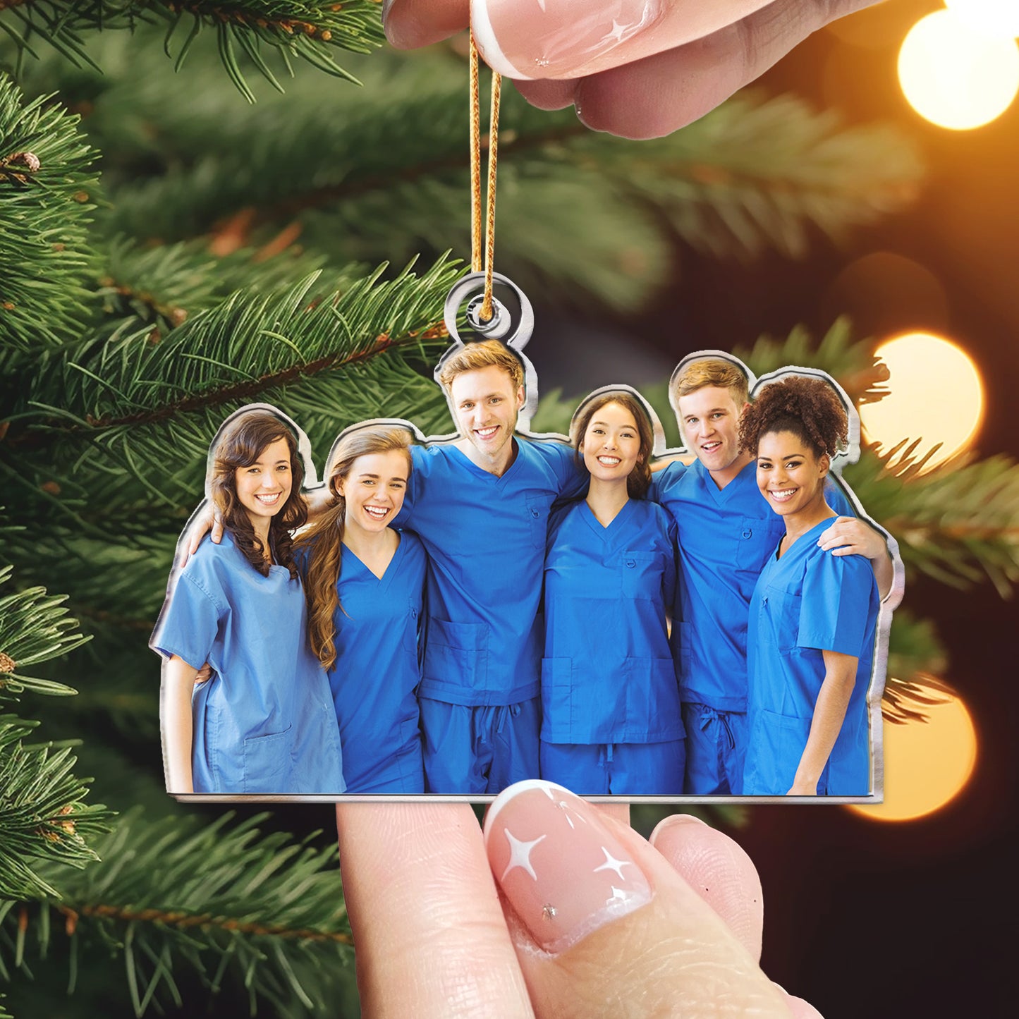 Christmas Gift For Nurse Besties - Personalized Acrylic Photo Ornament