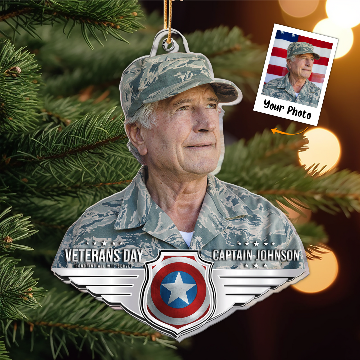 Christmas Gift For Soldier, Veteran Day - Personalized Acrylic Photo Ornament