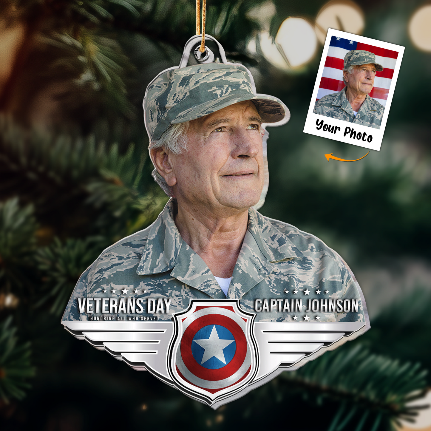 Christmas Gift For Soldier, Veteran Day - Personalized Acrylic Photo Ornament